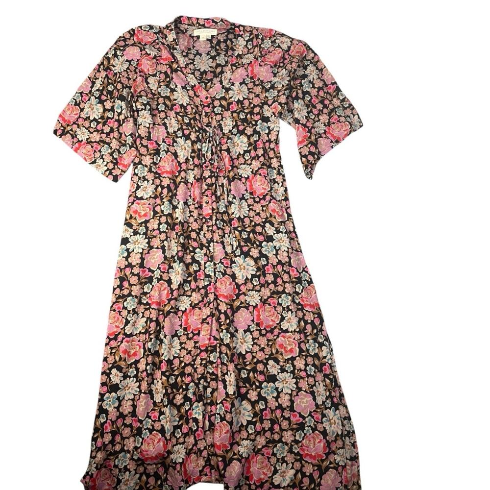 Saltwater Luxe Women’s Medium Floral Button/Tie Front Maxi Dress